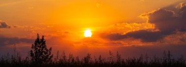 Gün batımında bulutlu renkli dramatik gökyüzü.