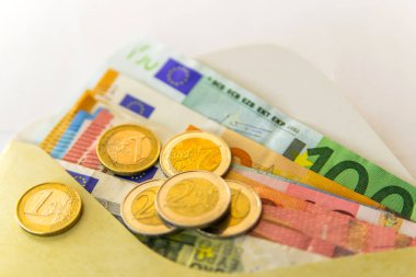 Banknot Euro para. Euro nakit arka plan. İş kavramı.