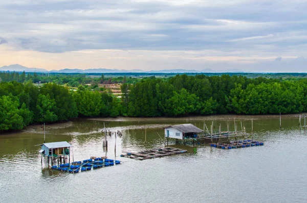 Cabane Pêcheur Bois Sur Pilotis Sur Rivière — Photo