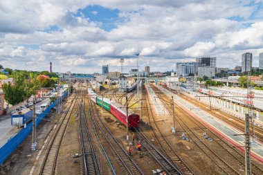 Rusya, Rostov on Don, 26 Eylül 2018: demiryolu parça City trenlerde Tren İstasyonu