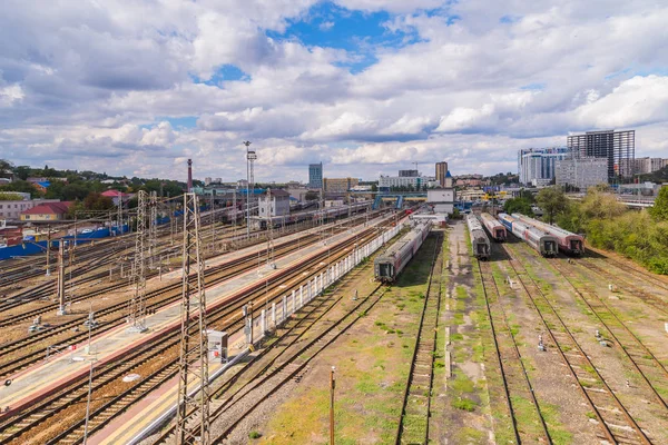 Rusia Rostov Don Septiembre 2018 Trenes Vías Férreas Estación Tren —  Fotos de Stock