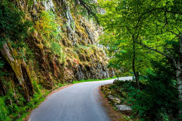 Estrada Curvilínea Rural Sem Fim Pelas Colinas Parque Nacional Portugal — Fotografia de Stock
