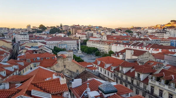 Vista Aerea Del Centro Lisbona Con Tetti Tegole Rosse — Foto Stock