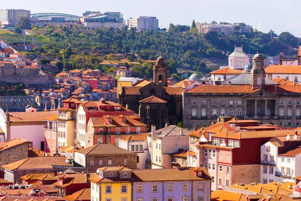 Porto Portogallo Centro Storico Ribeira Vista Lungomare Aerea Con Case — Foto Stock