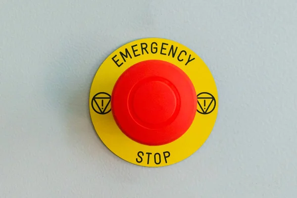 Botão de parada de emergência, prevenção de desastres, assistência Obter ajuda . — Fotografia de Stock