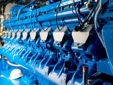 Chp biriminin motoru. Dizel ve gaz endüstriyel elektrik jeneratörü.