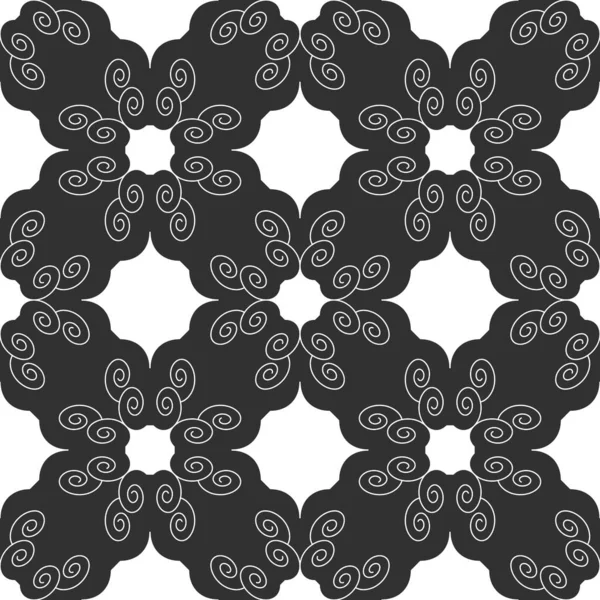 Seamless Pattern Spirals Dark Grey White Vector — Stock Vector