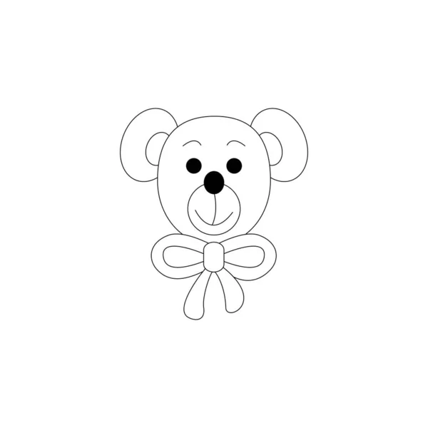 Little Bear Coloring Page Cute Llustration Vector — Stock Vector