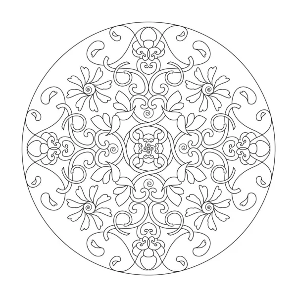 Mandala Coloring Page Hearts Spirals Flowers Birds — Stock Vector