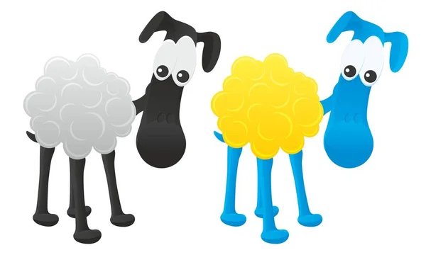 Vectorillustratie Van Schattige Schapen Cartoon Geïsoleerd Witte Achtergrond — Stockvector