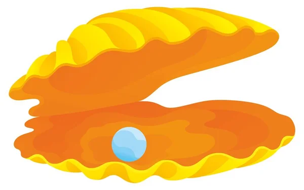 Vektorová Modrá Perla Žlutém Oranžovém Prostředí Moře Podvodní Svět — Stockový vektor