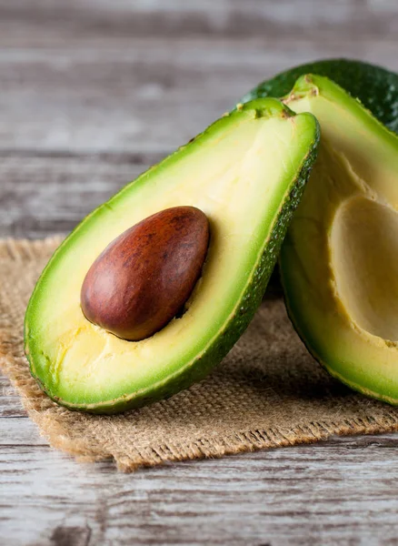 Close Avocado Avocado Oil Wooden Table Healthy Food Concept — Stock Photo, Image