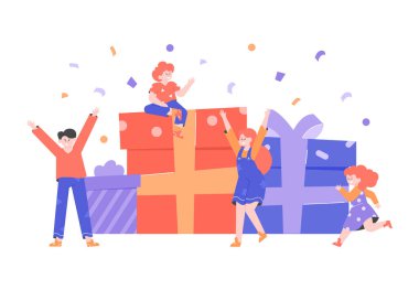 Çocuklar ve hediye kutuları.. 