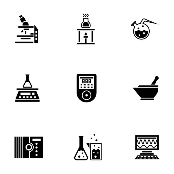 Conjunto de ícones vetoriais de estilo glifo de laboratório químico — Vetor de Stock
