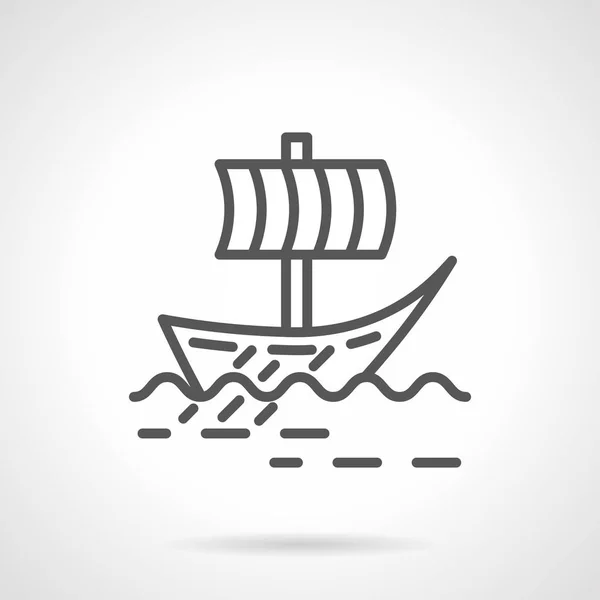 Viking sail boat simple line vector icon — Stock Vector