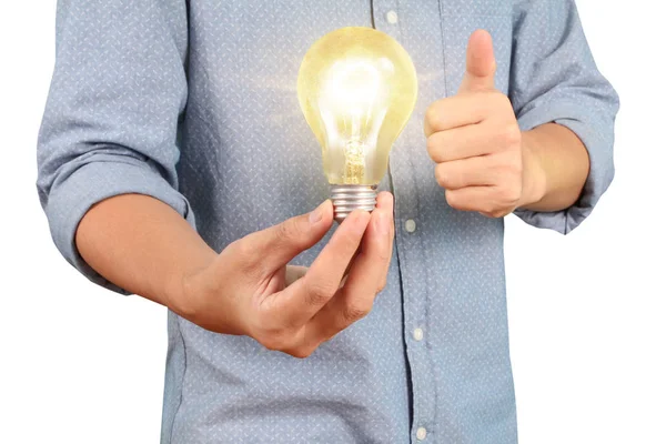 Hand Holding Light Bulb Energy — Stock Photo, Image