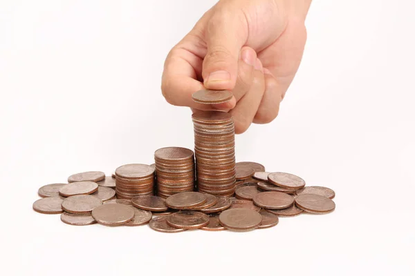 Money Coin Stack Growing Business Hand Stock Photo