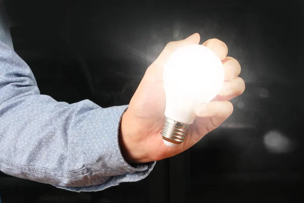 energy saving light bulb in a hand