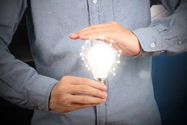 Energy Saving Light Bulb Hand — Stock Photo, Image