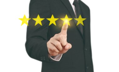 Derecelendirmeyi artırmak için el dokunmadan beş yıldız sembolü 