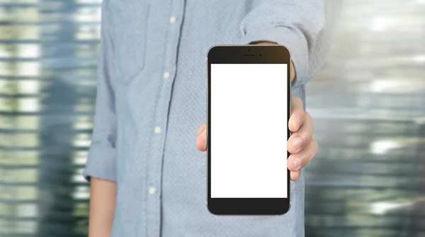 Business man using smartphone in hand — Stock Photo, Image