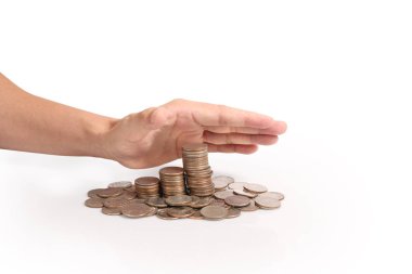 Farklı pozisyonlarda birbirlerine yığılmış sikkeler, Adam el b