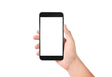 Adam el akıllı telefon ve dokunmatik ekran tutma