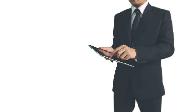 Businessman using digital tablet in hand — Stock Photo, Image