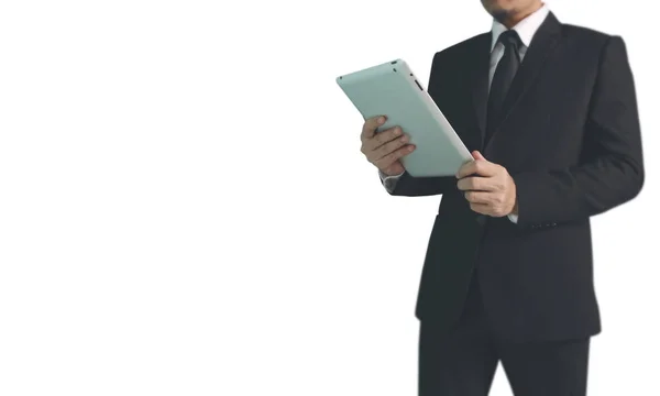 Biznesmen z wykorzystaniem cyfrowego tabletu w ręku — Zdjęcie stockowe