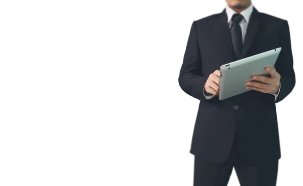 Businessman using digital tablet in hand — Stock Photo, Image