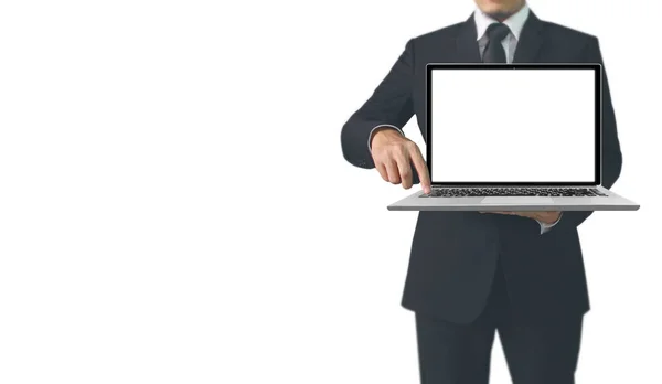 Businessman Using Digital Laptop Hand — Stock Photo, Image