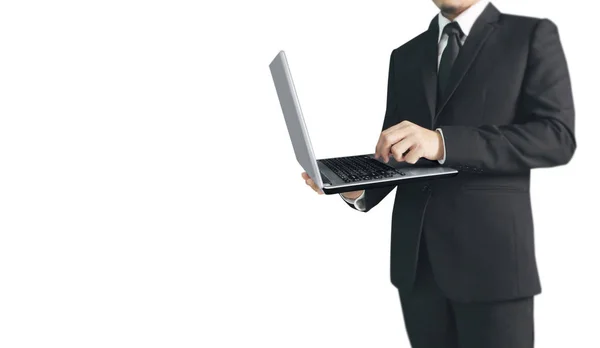 Businessman Using Digital Laptop Hand — Stock Photo, Image