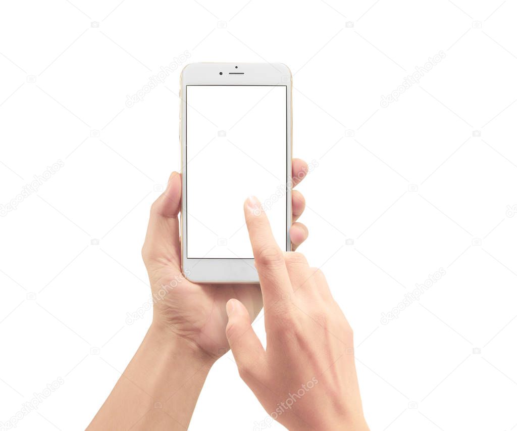 Hand holding smartphone device 
