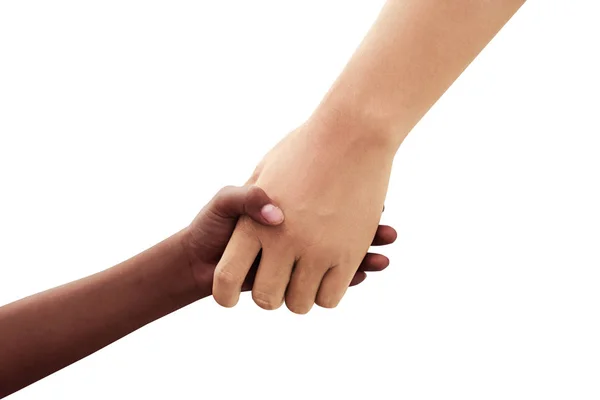 African and european  Hands of different races shaking — Stock Photo, Image