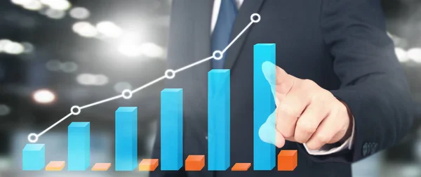 Gráfico del plan del empresario y aumento del indicador positivo del gráfico —  Fotos de Stock