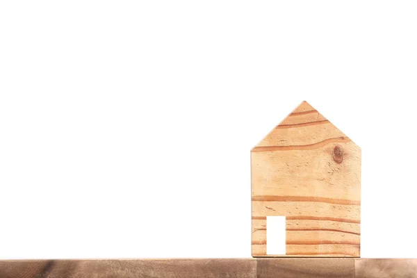 Dřevěný model na dřevěném stavení prostor — Stock fotografie