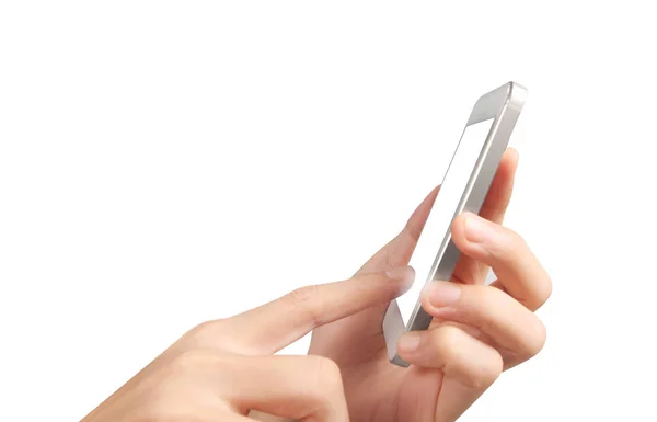 Trzymaj telefony komórkowe, urządzenia smartphone i ekran dotykowy technolo — Zdjęcie stockowe