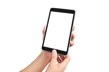 Yalıtılmış tablet bilgisayar gadget tutan eller