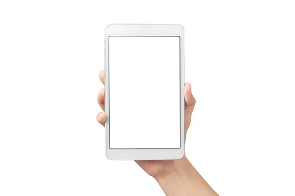 Händer som håller Tablet PC Gadget med isolerade — Stockfoto
