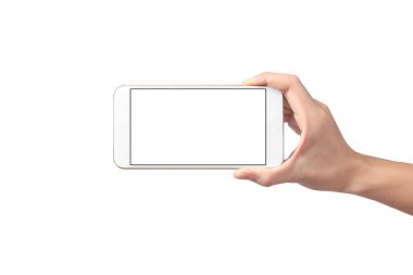 smartphone aygıt tutarak ve ekran dokunaklı adam el