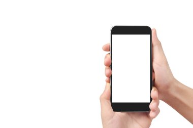 smartphone aygıt tutarak ve ekran dokunaklı adam el