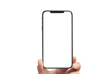 smartphone aygıt tutarak ve ekran dokunaklı adam el