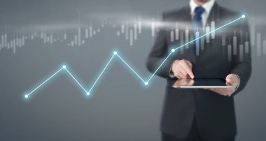 İş adamı dijital tablet kullanıyor. İş fikri.