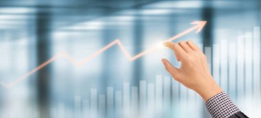 El İşadamı 'nın planında grafik büyümesi ve işindeki grafik pozitif göstergelerin artması