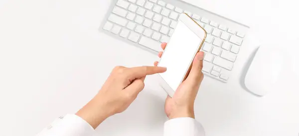 Handhaltendes Smartphone Gerät Und Touchscreen — Stockfoto