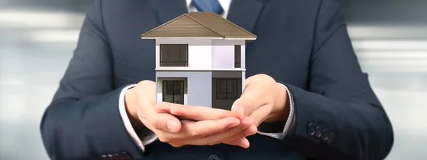 House Model Hand Space Home Housing Real Estate Concept — Stock Photo, Image