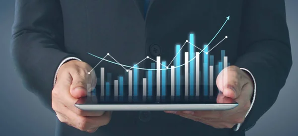 Plan Graphenwachstum Und Steigerung Der Chart Positiven Indikatoren Seinem Geschäft — Stockfoto