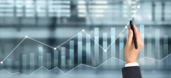 Handzeichnen Diagramm Wachstumsdiagramm Fortschritt Des Geschäfts Analyse Von Finanz Und — Stockfoto