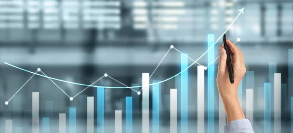 Handzeichnen Diagramm Wachstumsdiagramm Fortschritt Des Geschäfts Analyse Von Finanz Und — Stockfoto