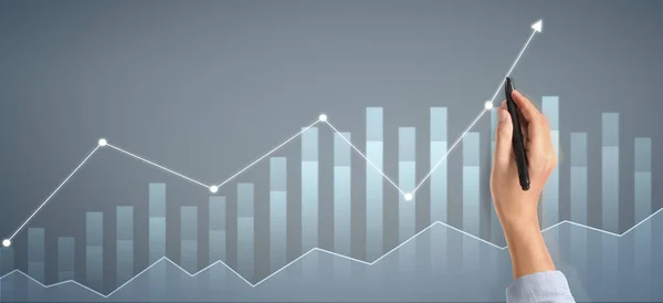 Handtekening Grafiek Groei Grafiek Vooruitgang Van Het Bedrijfsleven Analyseren Van — Stockfoto